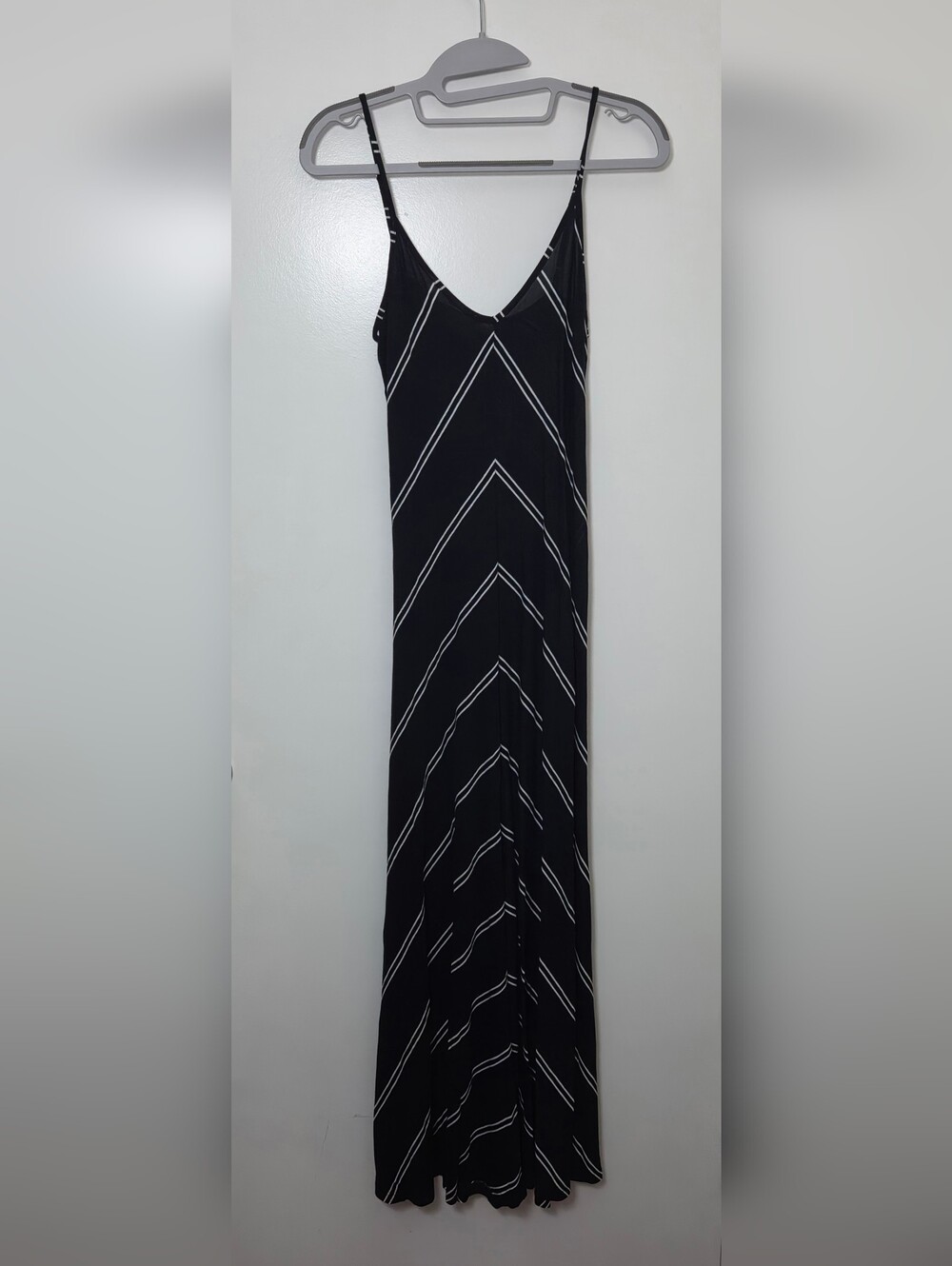 LOFT Petites Black Maxi Dress with White Chevron Stripes